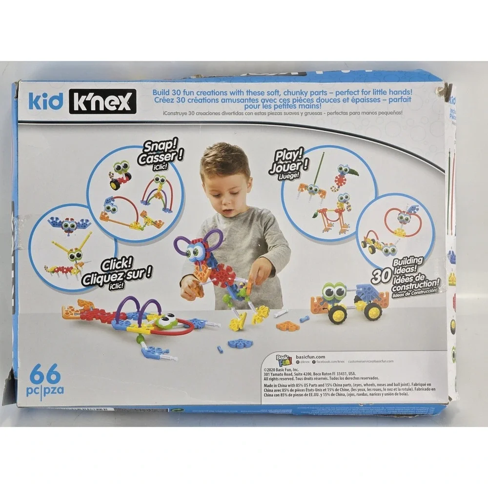 NIB SEALED KID K'NEX Build-A-Bunch Building Set, 66 Pieces 30 Models STEM Toy 3+